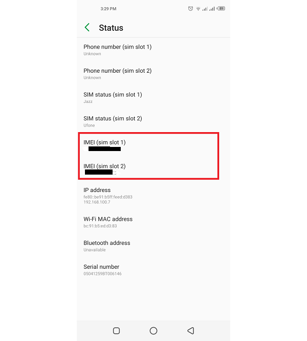 How to find IMEI number fig 4