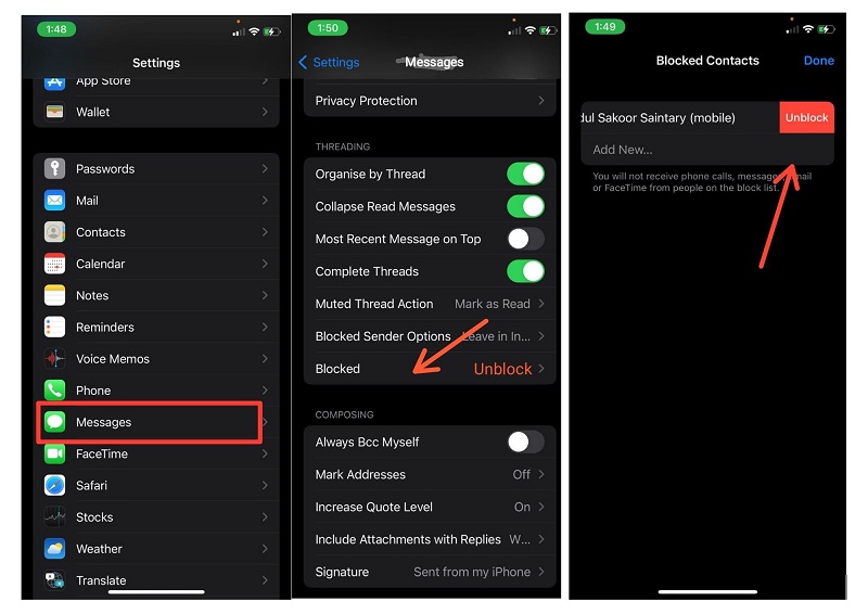 Unblock Someone on an iPhone - Messages App