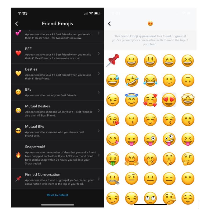 change emoji of pinned chat snapchat