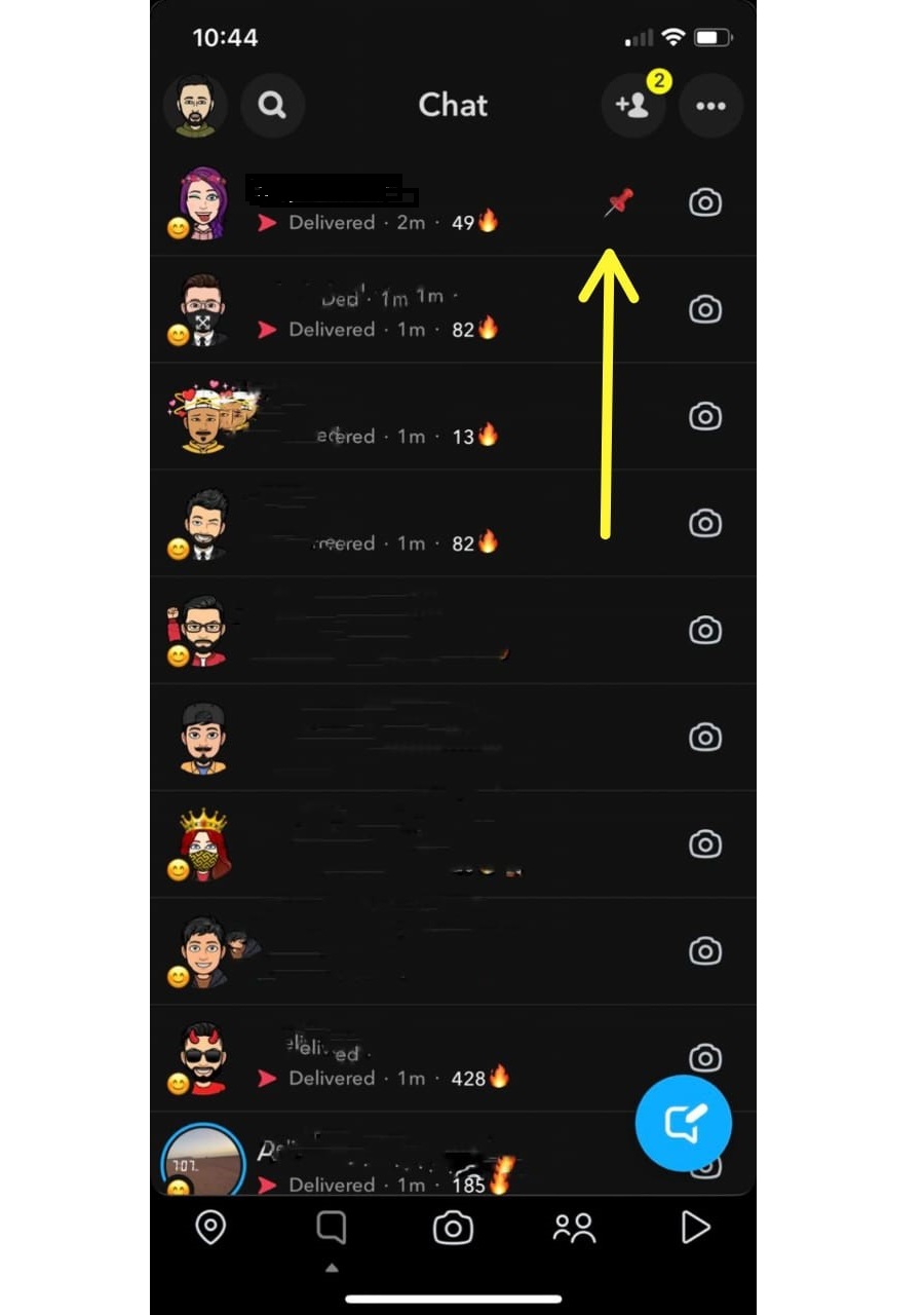 pick the pinned chat at snapchat
