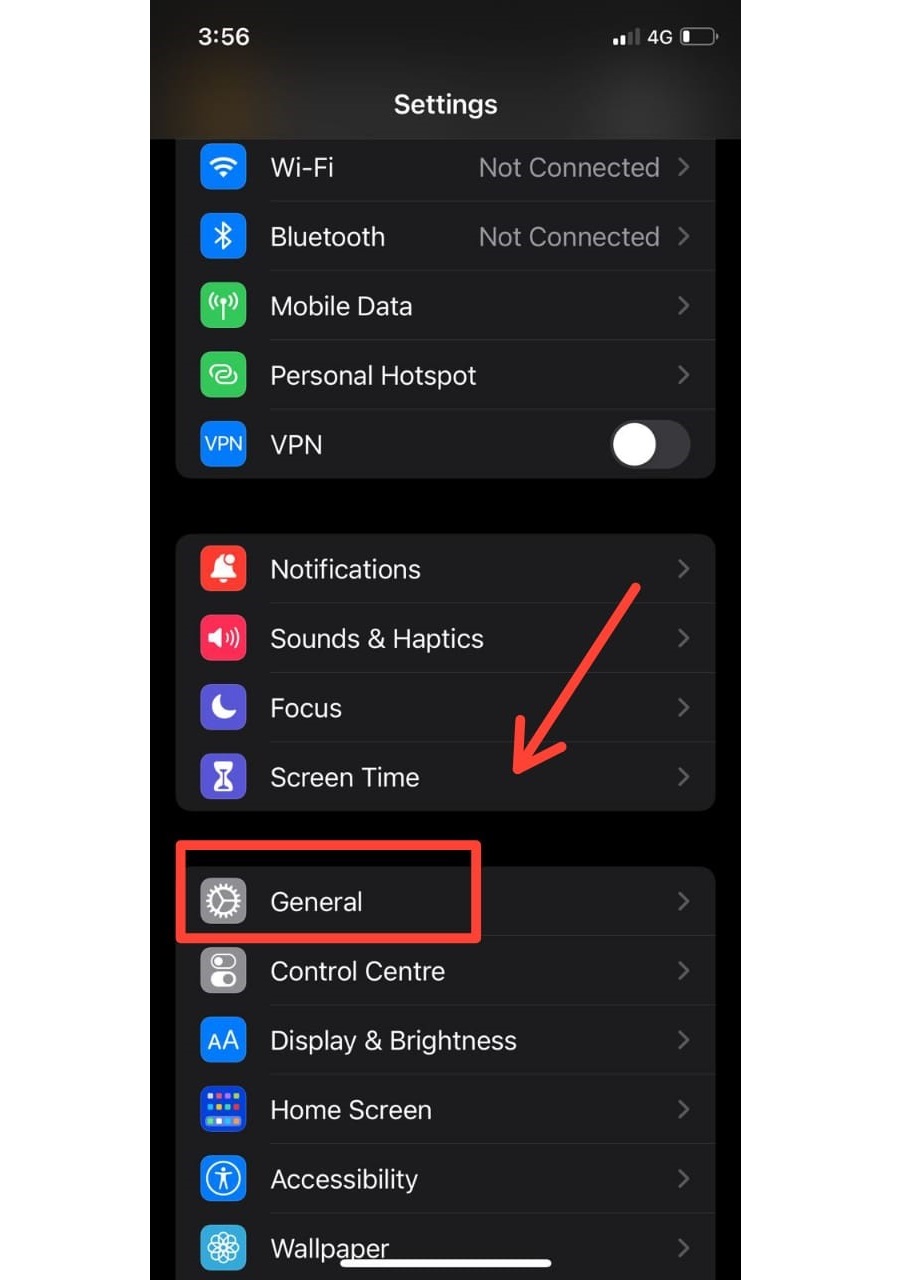settings to general
