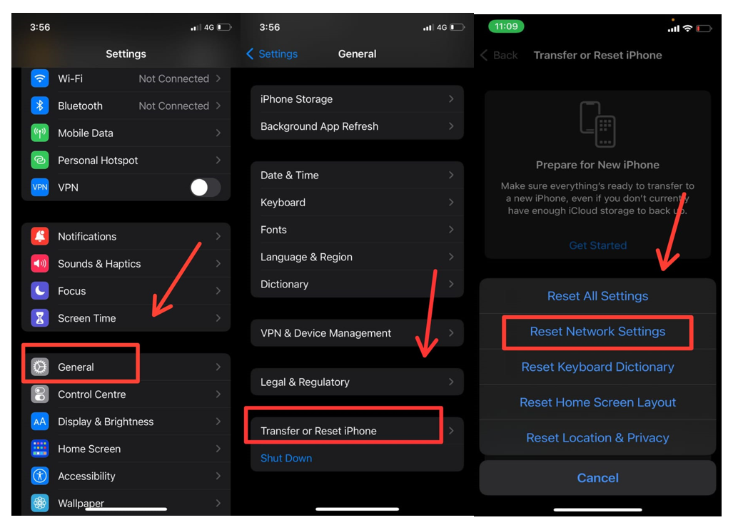 voice text not working - Reset the Network Settings