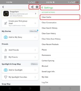 clear snapchat cache android