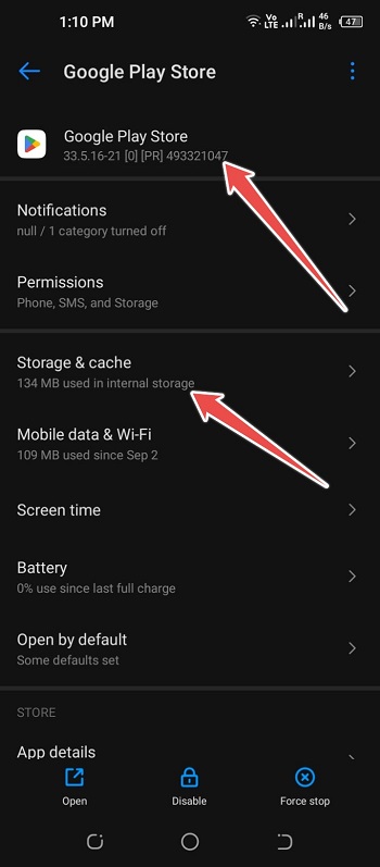 go to storage and cache