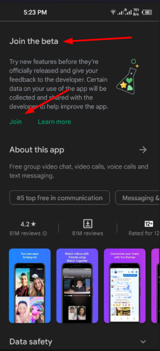 Join Messenger Beta program