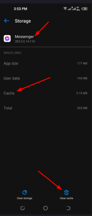 clear cache on messenger