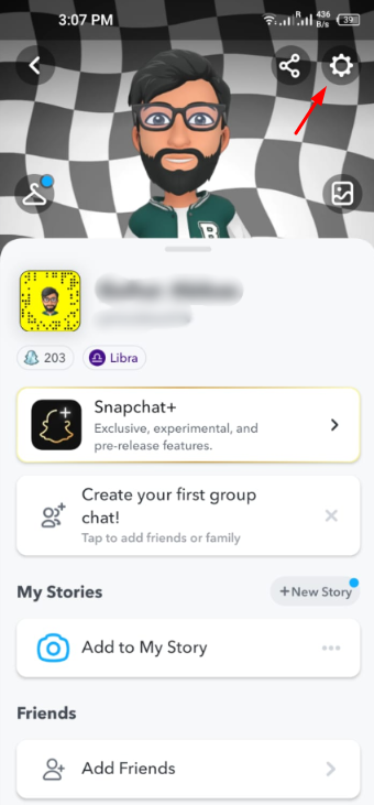 click on snapchat settings