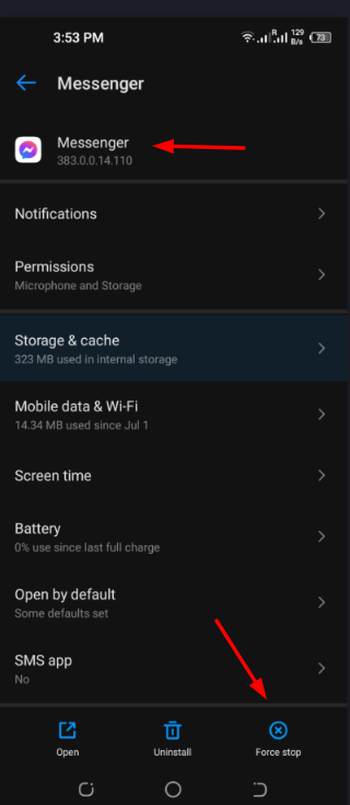 force stop messenger