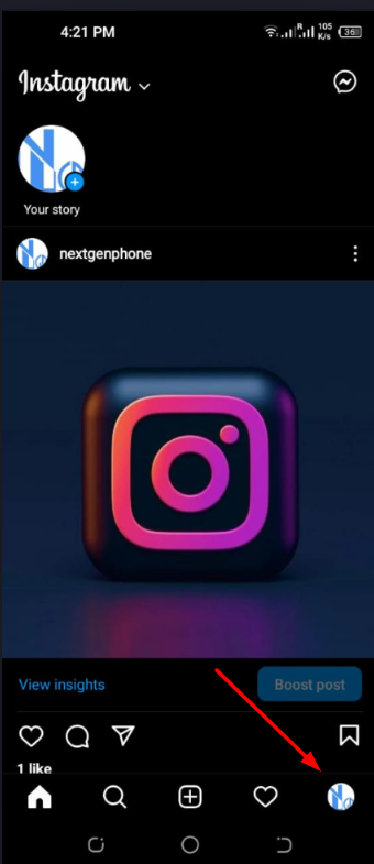 go to profile - two way authentication instagram