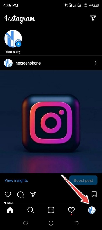 open Instagram App and tap on profile