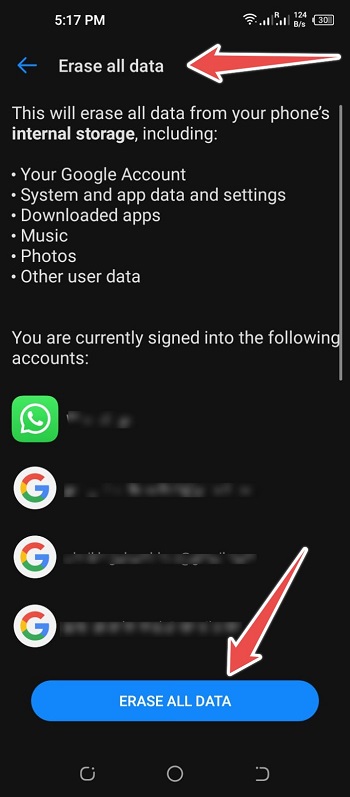 Erase All Data - UI not responding