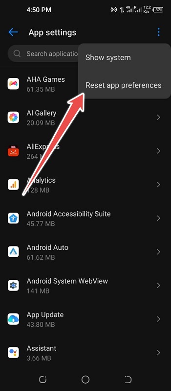 Reset Apps Preferences - ui not responding