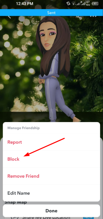 block the person on snapchat