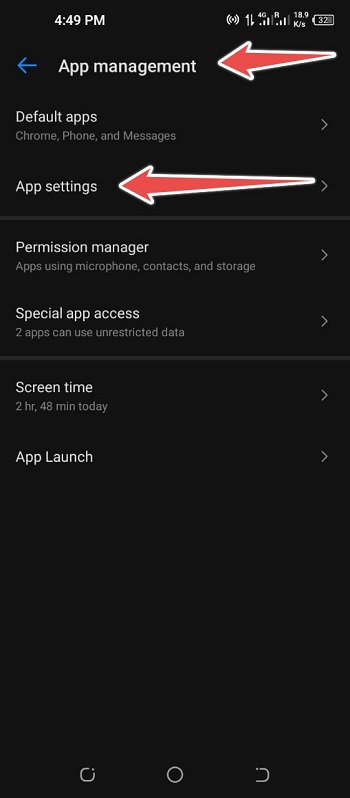 click app management and app settings- ui not responding