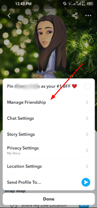 click over manage friendship
