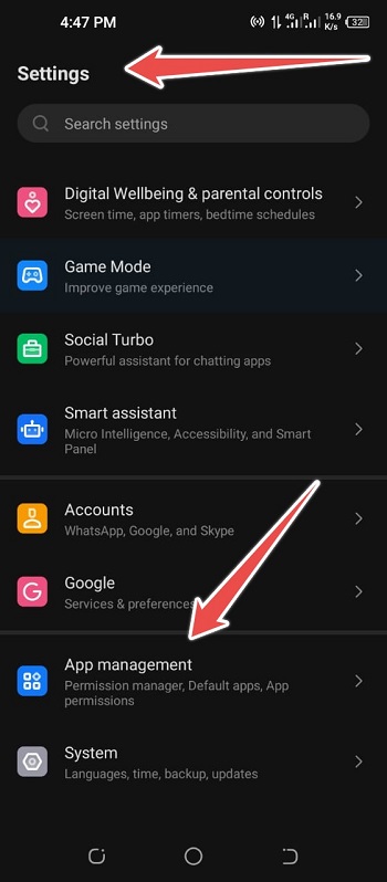 click settings and app management - ui not responding