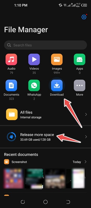 go to download folder