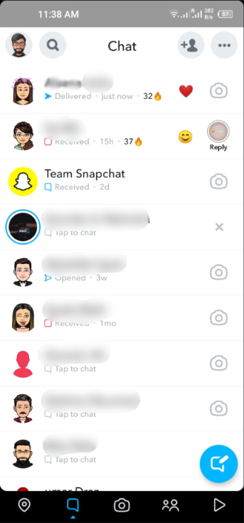 open chats in snapchat
