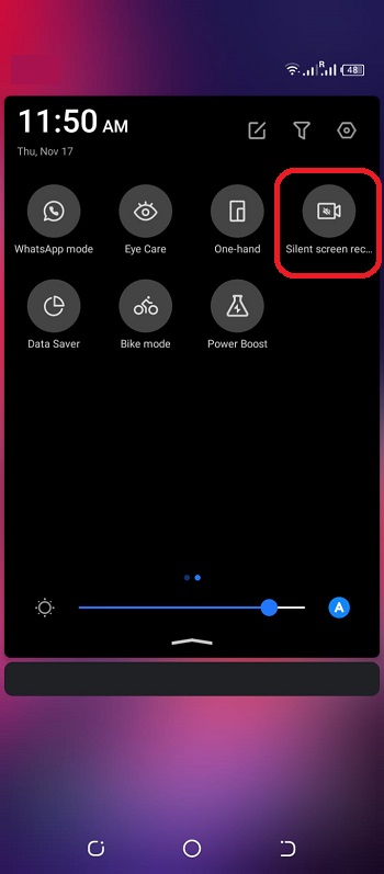 screen recording via notification