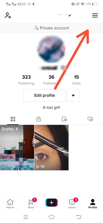 Click Profile link in the right-hand