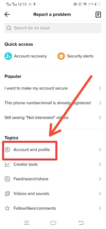 Select Your Profile and Account Info