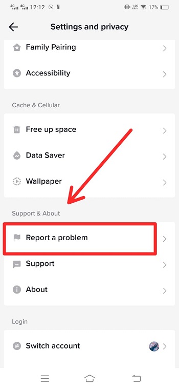 Tap Report a Problem