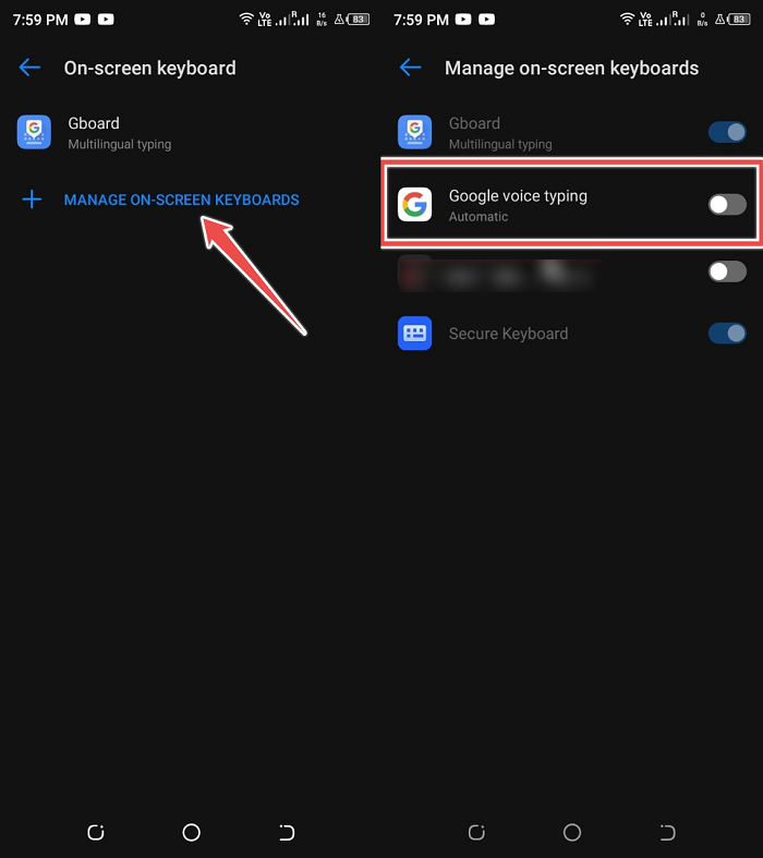 Activate Google Voice Typing - voice to text not working