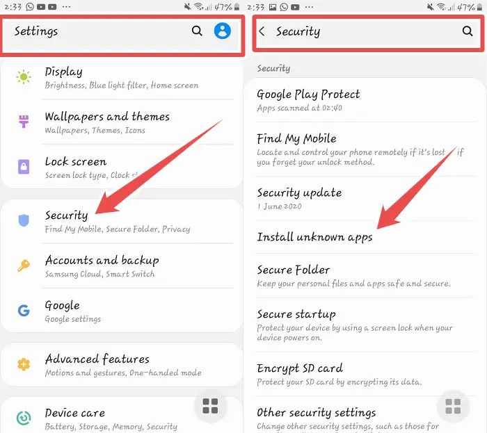 Allow Installation From Unknown Sources