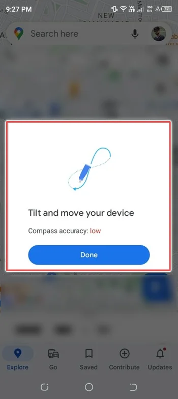 Calibrate Compass - google maps showing wrong location