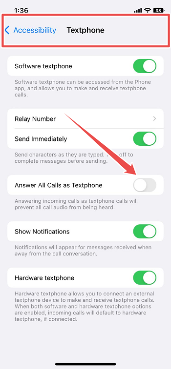 Choose the textphone option