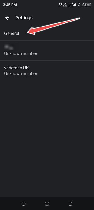 Click General (fix sent sms via server)