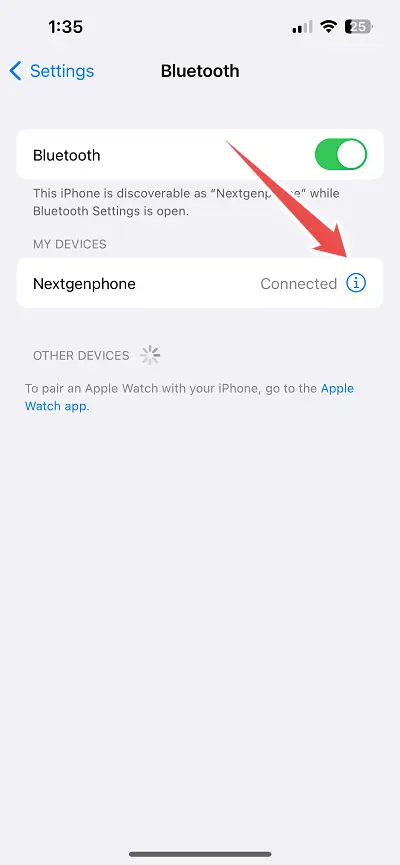 Click I button on connected Bluetooth