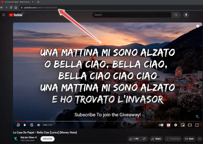 Copy the video's URL from address bar