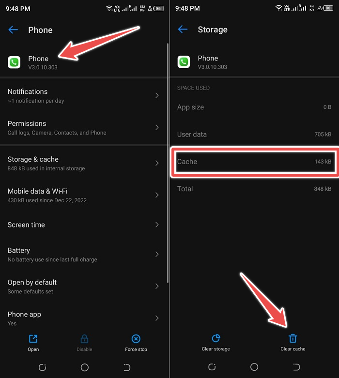 Delete the cache data of the Phone