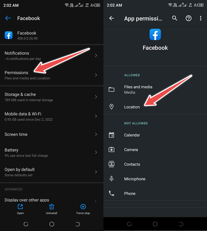 Enable FB Location Permission