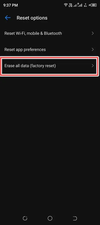 Erase All Data (Factory Reset) - Android Keyboard Not Working