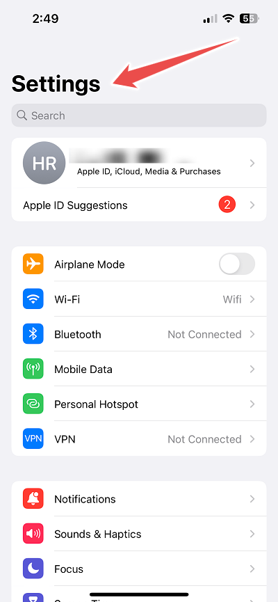 Go to Apple iPhone 13 Settings