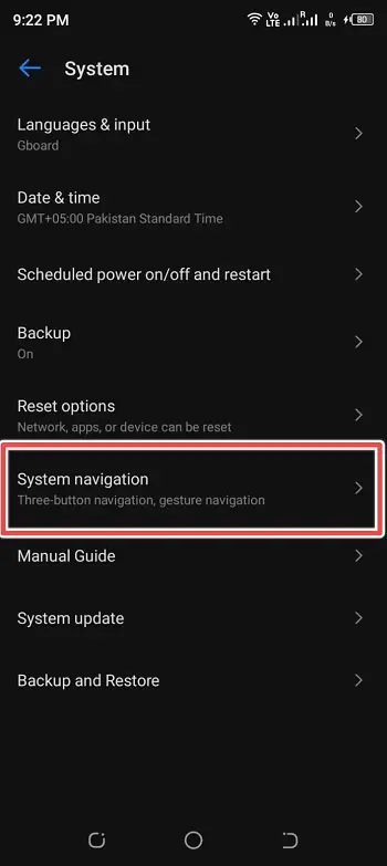 Go to System Navigation - android keyboard not working