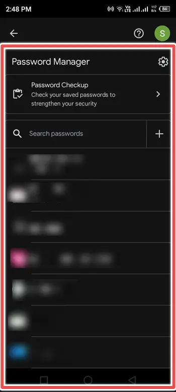 List of all Saved Passwords - saved password on my android