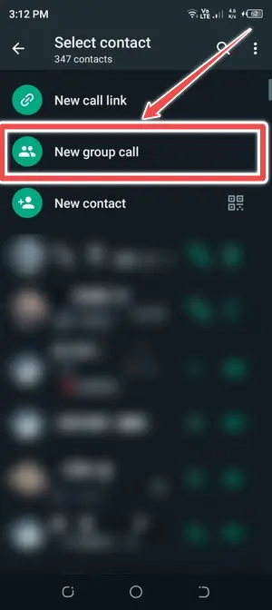 New Group Call - whatsapp conference call