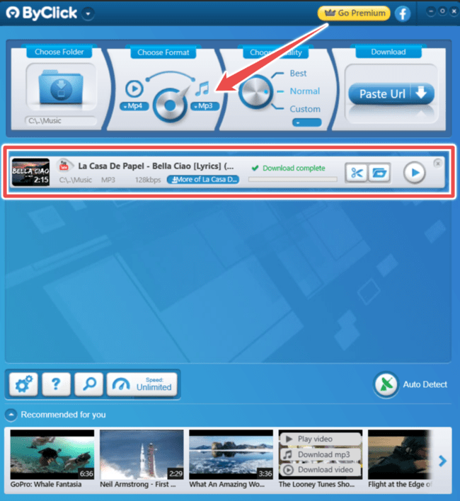 Select “MP3” as the desired output format - byclickdownloader review