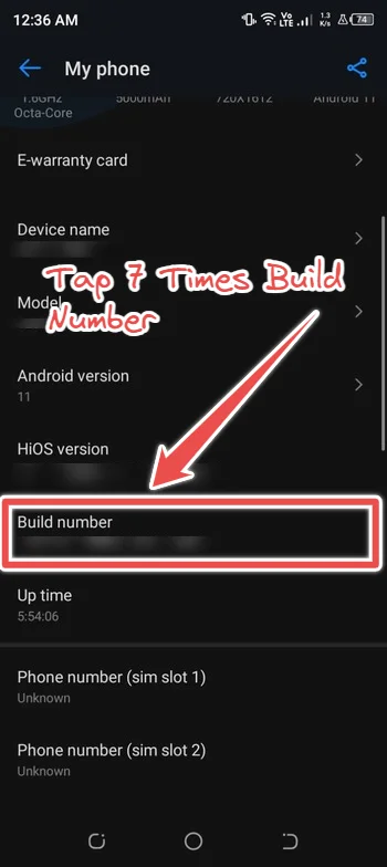Tap 7 times at build number - android cpu usage
