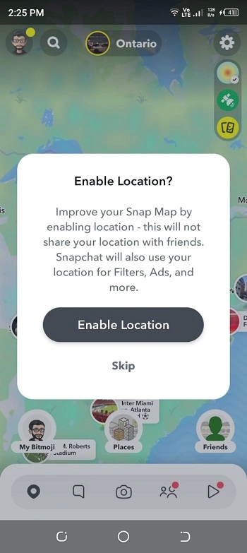 allow location in snapchat