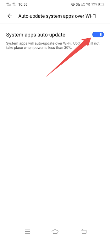 auto-update option between on and off