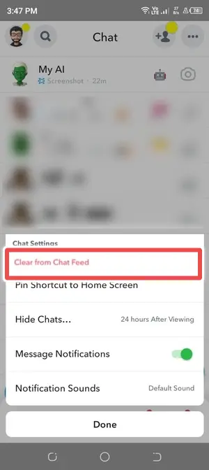 clear chat from feed - get rid of my ai