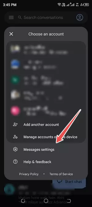 click over messages settings (fix sent sms via server)