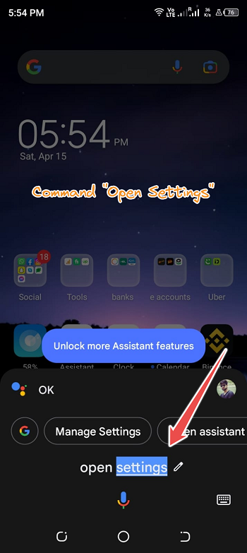 command open setting