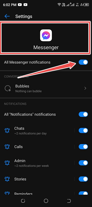 enable all notification - messenger notifications not working