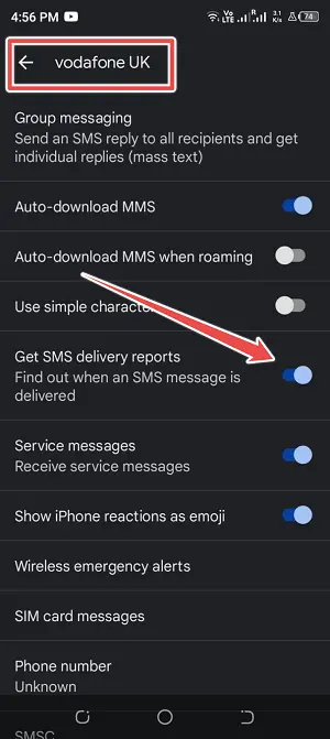 enable get sms delivery report (fix sent sms via server)