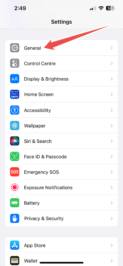 iPhone Setting's General